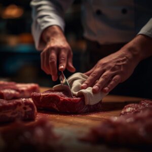 rinsing and drying meat